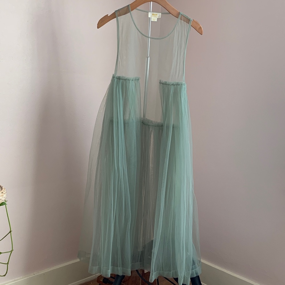 Maeve Sheer Aqua Midi Dress